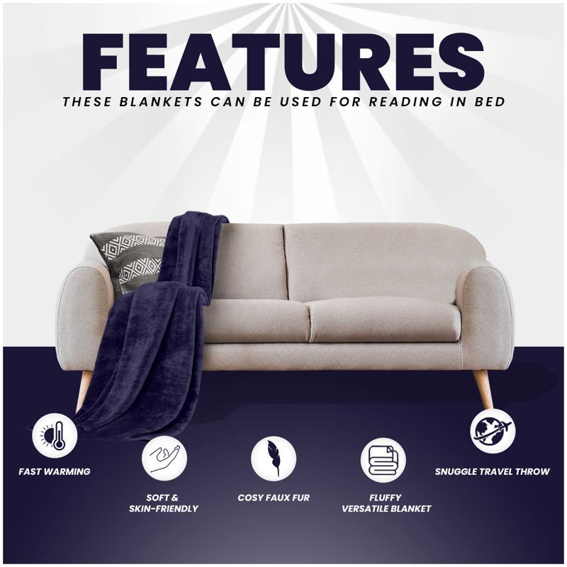 Fleece Throw Blanket Super Soft Warm Cosy Decorative Blanket for Sofa Couch Bed Living Room Bedroom Lightweight Comfort Snuggle