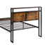 Lit plateforme simple en métal moderne avec tête en bois /, sommier non requis, présentoir de rangement sous le lit, simple à assembler, tête de lit avec cadre noir et brun /, rangement sous le lit, silencieux,-1795790340