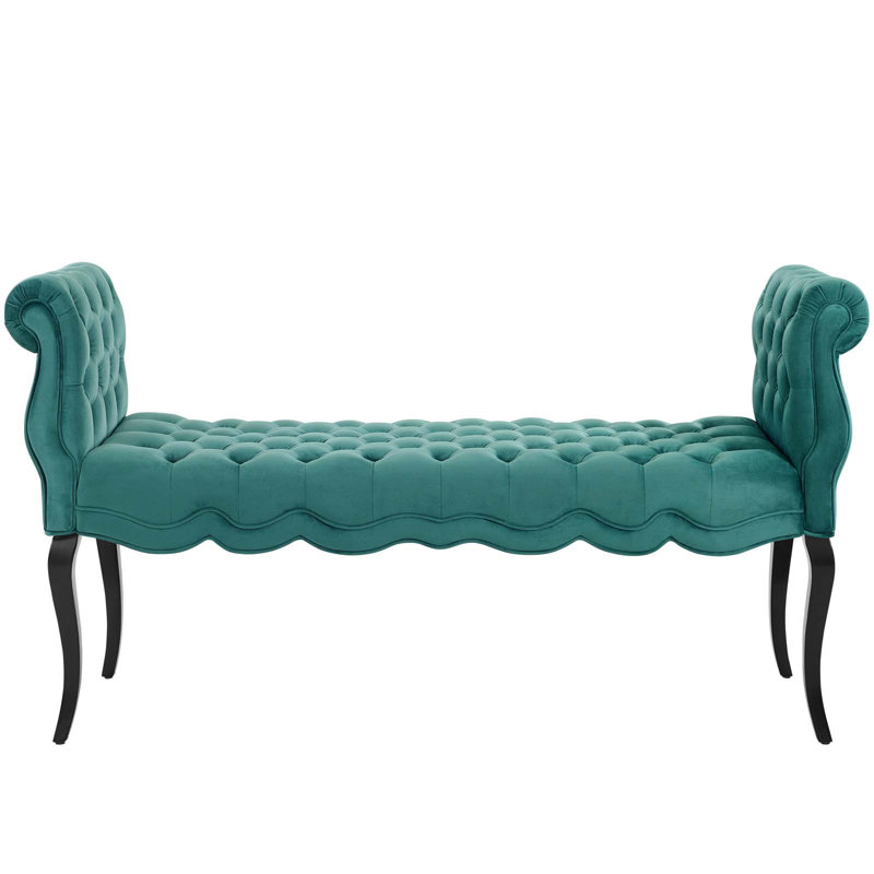 Banc en velours Performance Adelia Chesterfield, Tissage bleu sarcelle