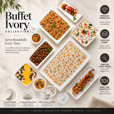Bol carré en porcelaine de qualité supérieure BUFFET IVORY