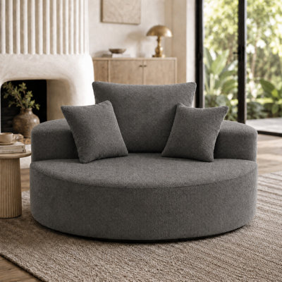 55" Oversized Boneless Swivel Round Pillow Back Sofa, Modern Comfy Lounge Seating