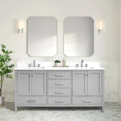 Meuble-lavabo moderne avec lavabos doubles et rangement