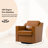 Bronnen Big And Wide Upholstered Light Brown Faux Leather Cushion Swivel Armchair with Removable Back and Seat Cushion-114039266