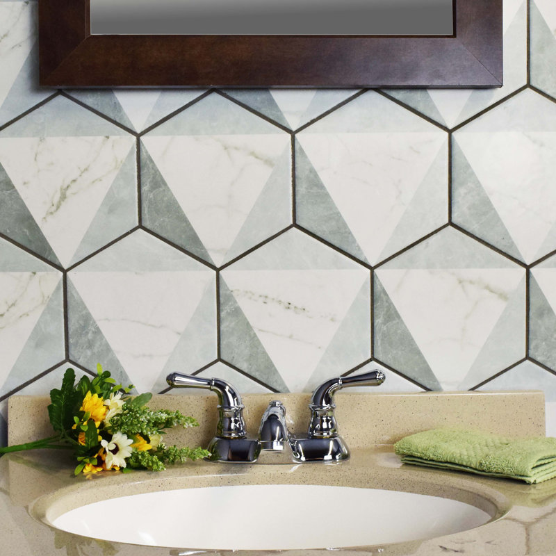 Classico Carrara 7" x 8" Porcelain Marble Look Wall & Floor Tile