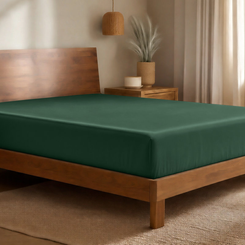 Rayon from Bamboo Fitted Sheet, Queen Fitted Sheet, Forest Green