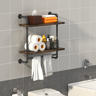 2 Tier Rustic Wood Floating Shelf