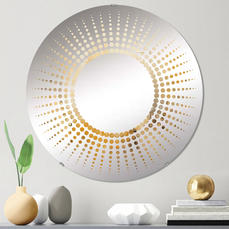 Starburst Decorative Mirror , 31,4 po x 31,4 po, Mirage du désert orange doré Spirale I