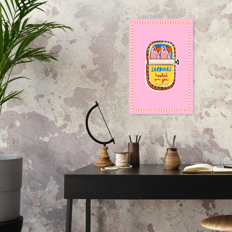 Sardine Love Can Colorful Playful Romantic Fish Wall Art Print by Dominique Vari - Wrapped Canvas Print