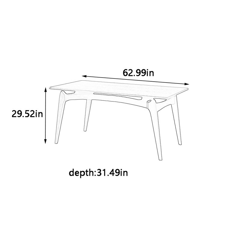 Solid wood design dining table, 29.52"H x 62.99"L x 31.49"W