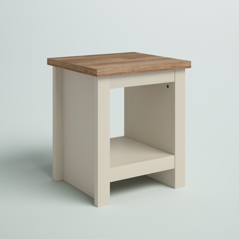 Aquitaine Lamp Side Table with Storage, Cream/Oak