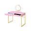 Bureau de coiffeuse à finition dorée avec miroir et plateau à bijoux