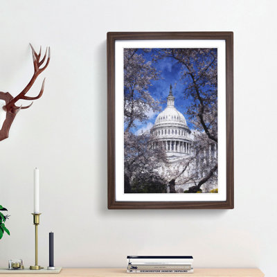 Capitol Hill & Cherry Blossom Tree - Picture Frame Graphic Art Print