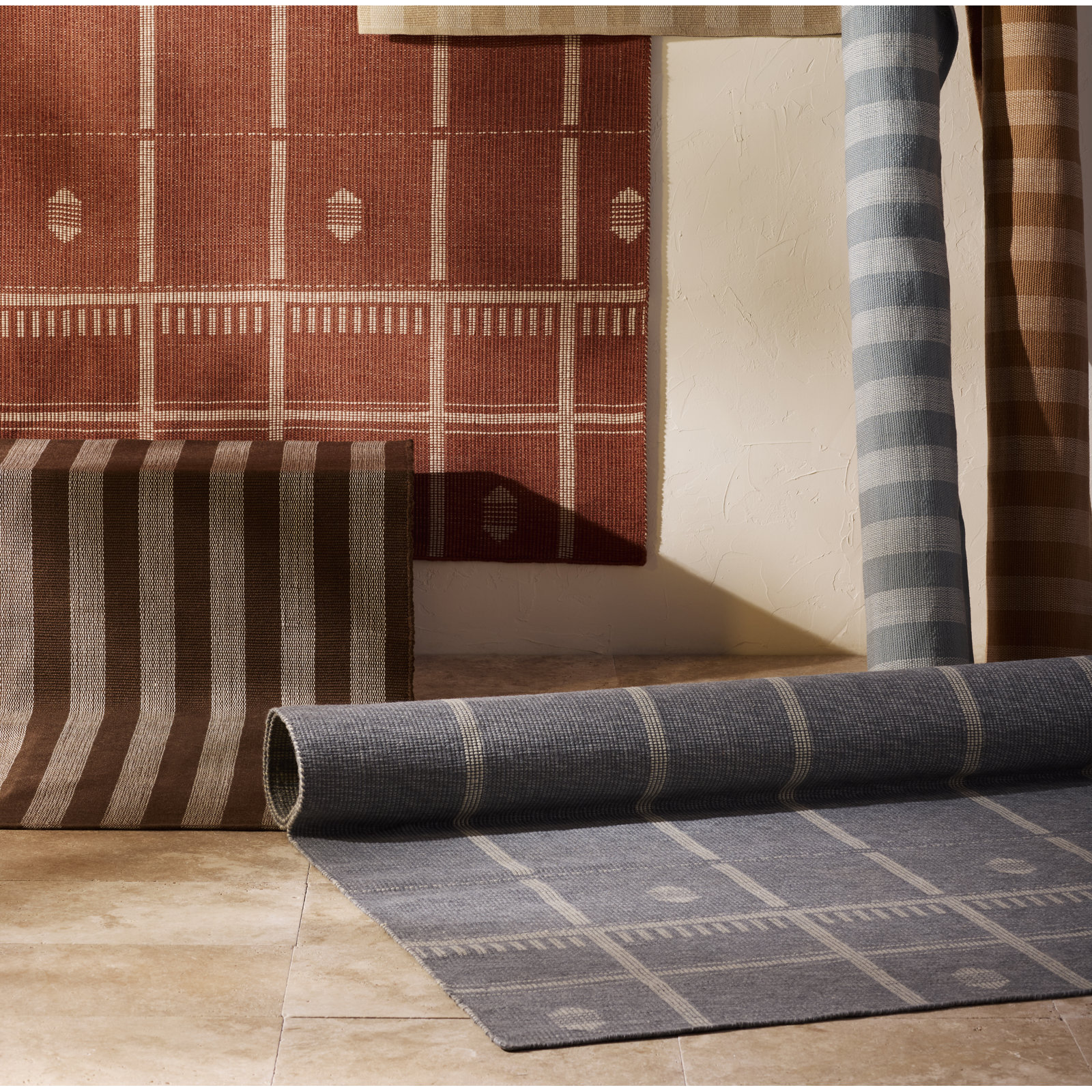 Flatweave Geometric Outdoor Rug, Rectangle 3' x 5', Blue