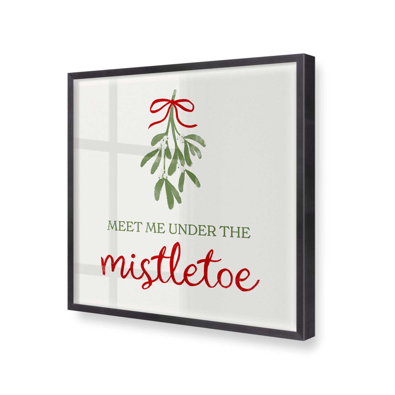 Festive Mistletoe I Print, H 13,75 po x l 13,75 po, Cadre simple en zinc patiné, bois massif