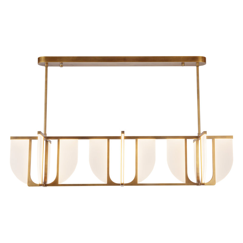 Anders 59-in Black dimmable LED Linear Pendant, Antique Brass