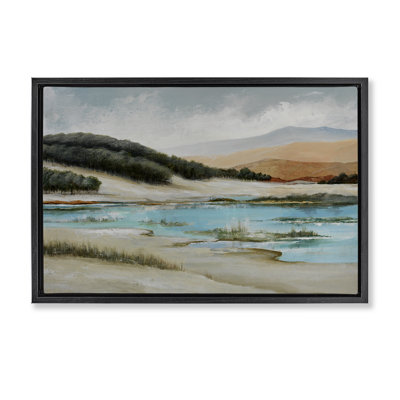 «River's Edge Landscape», toile flottante encadrée dorée par Max Maxx