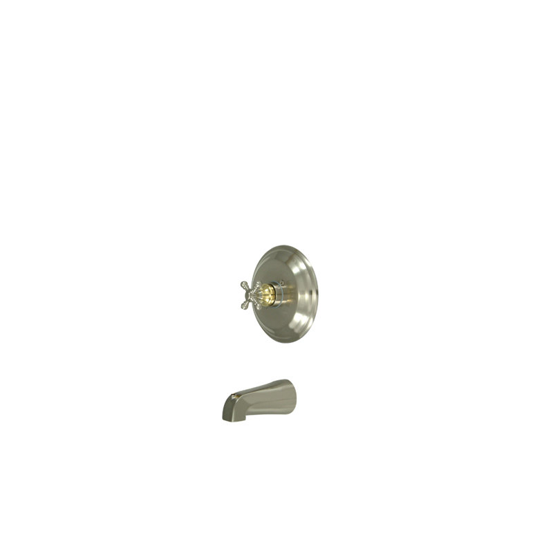 Metropolitan Single Handle Wall Mounted Tub Spout, Brushed Nickel/Polished Brass