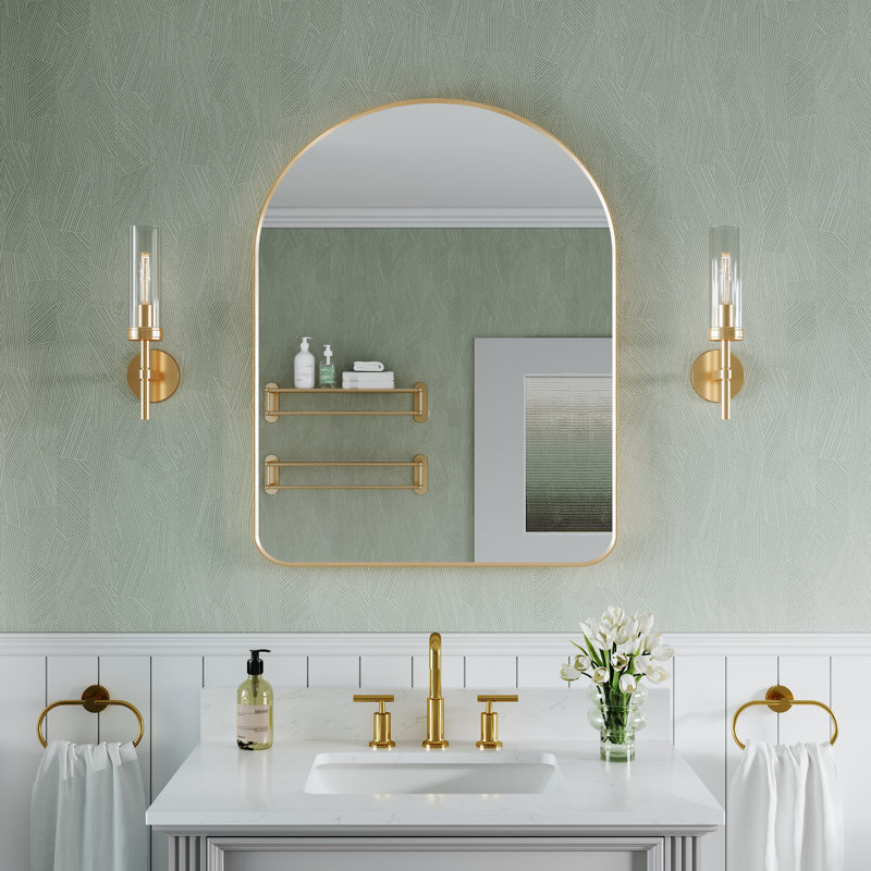 Miroir de salle de bain Morden, Or brossé, 36 po x 28 po