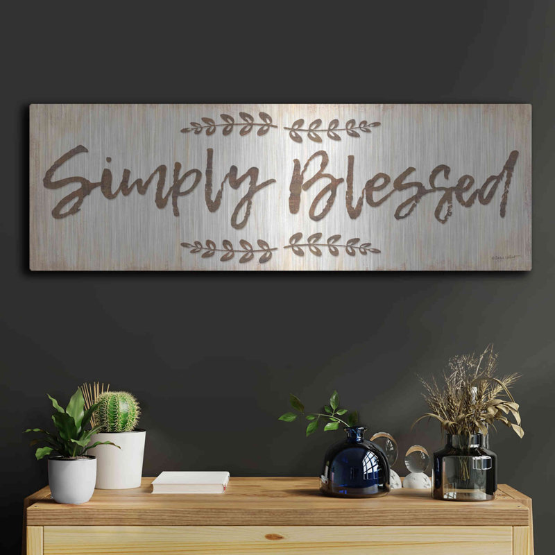 "Simply Blessed" par Annie Lapoint - Art textuel sur métal sans cadre, H 12 po x l 36 po x P 0,2 po