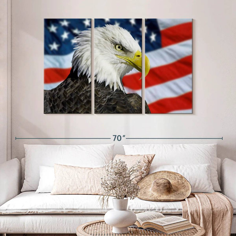 Brampt Patriotic Alaskan Bald Eagle, 32" H x 50" W