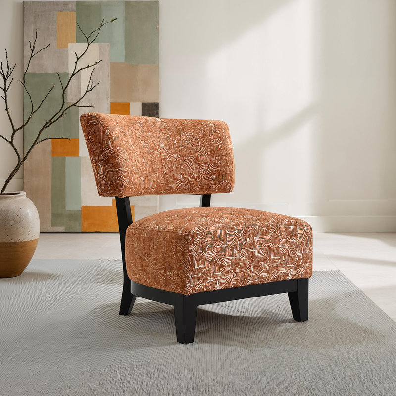 Fauteuil d'appoint sans accoudoirs et pieds inclinés, Orange