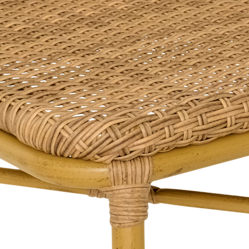 Roatan - Tabouret de bar avec accoudoirs en aluminium - Tissage synthétique et finition en bambou naturel