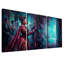 «Woman in Red Gown Ouverture bleu sarcelle, ensemble de 3 toiles»-806504871