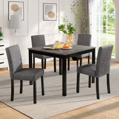 5-Piece Dining Table Set With 4 Chairs, Dining Table Set For 4 With Chairs, Wooden Dining Table Set