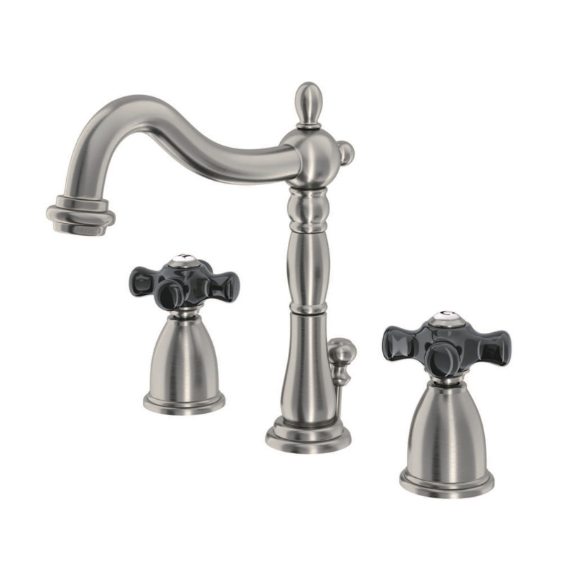 Robinet de salle de bain espacé à deux poignées à 3 poignées avec bonde escamotable Kingston Brass Duchess, Nickel brossé