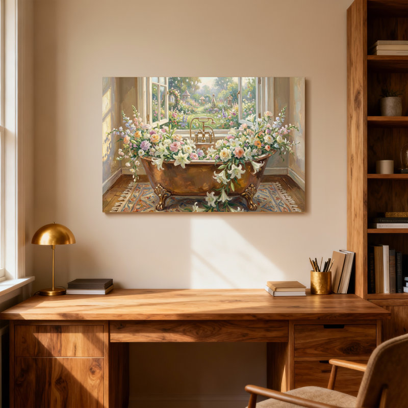 Scène de jardin avec plantes et fleurs