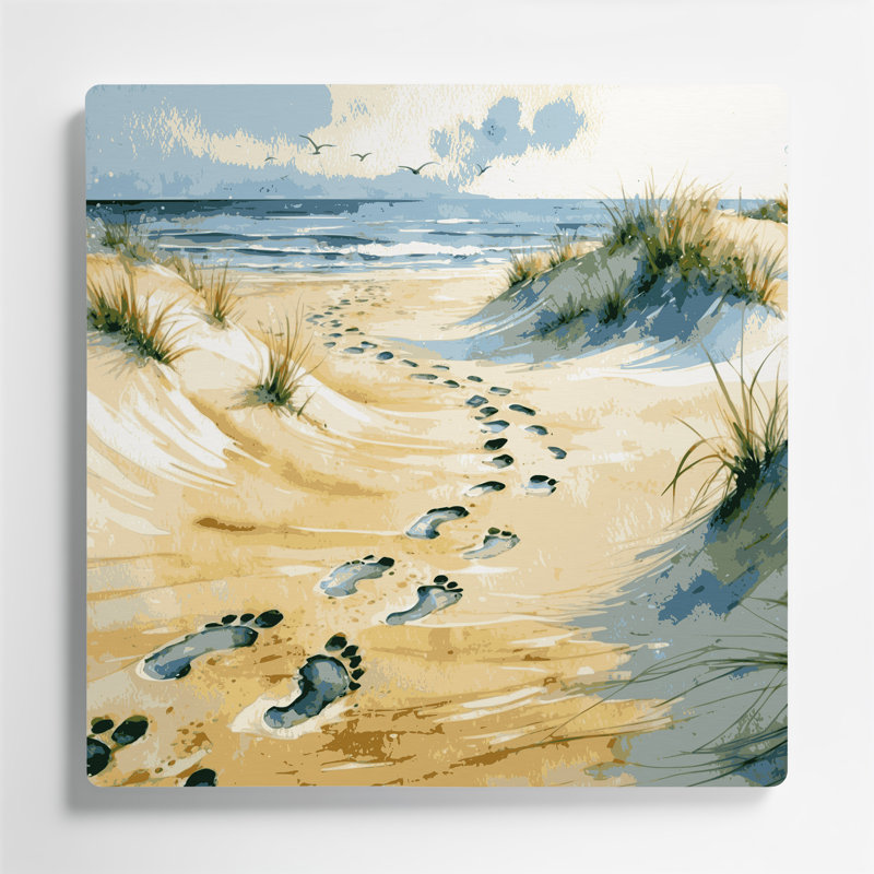 Art mural en métal Coastal Sandy, H 16 po x l 16 po