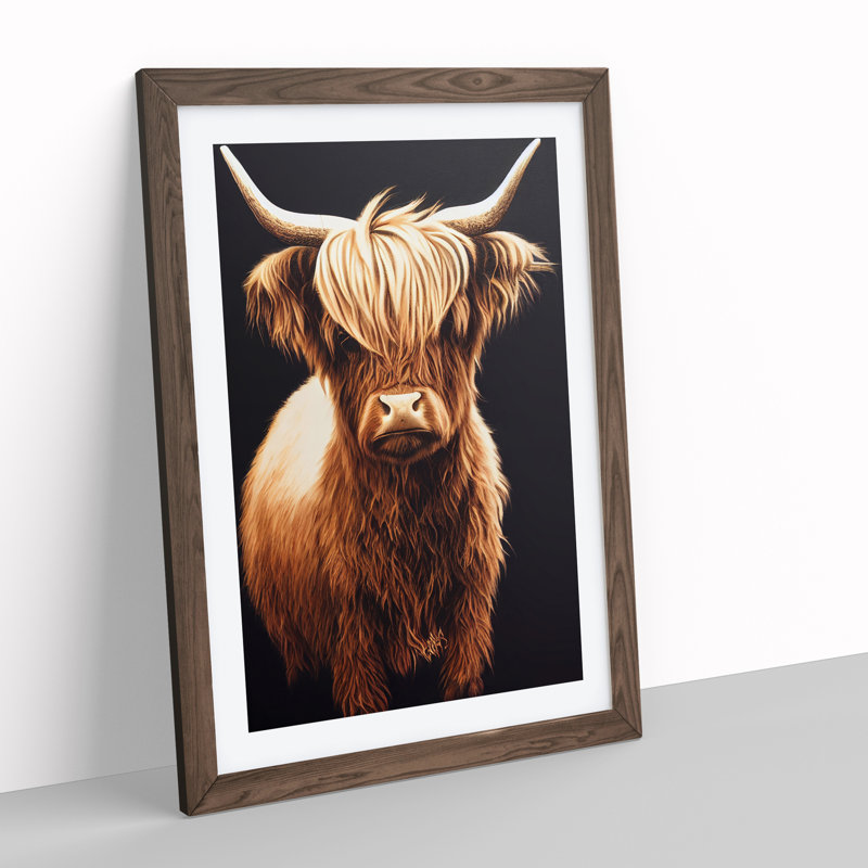 Splendid Highland Cow - Framed Print, 34cm H x 25cm W x 2cm D, Walnut