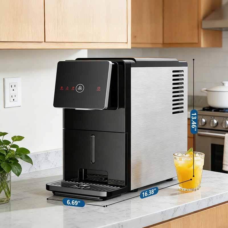 Electactic 33 Lb/24h Countertop Nugget Ice Maker - Self-cleaning, 1.8l Tank, Touch Screen Auto Ice Drop