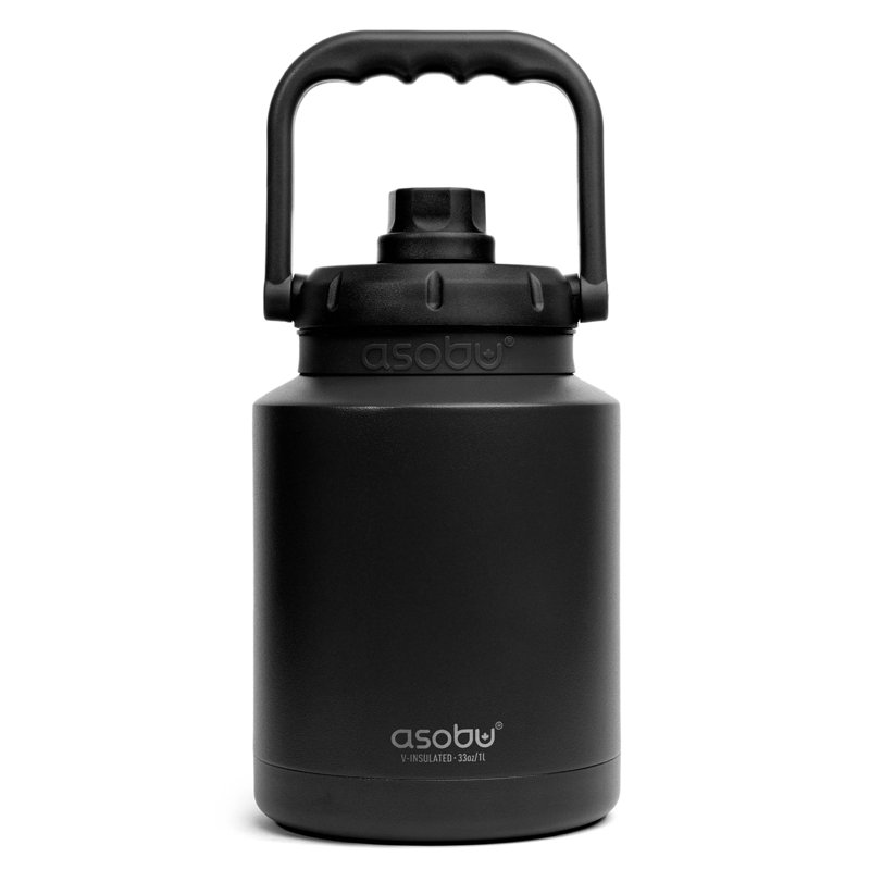 Asobu 2000ml Double Wall Insulated Stainless Steel Water Bottle, Black