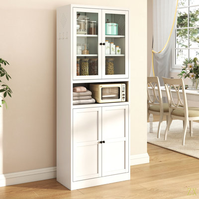 Metal Kitchen Pantry Cabinet - 72" Tall Storage With Adjustable Shelves, Heavy Duty Stainless Steel Frame, Freestanding Cabinet For Kitchen/Pantry/Bathroom