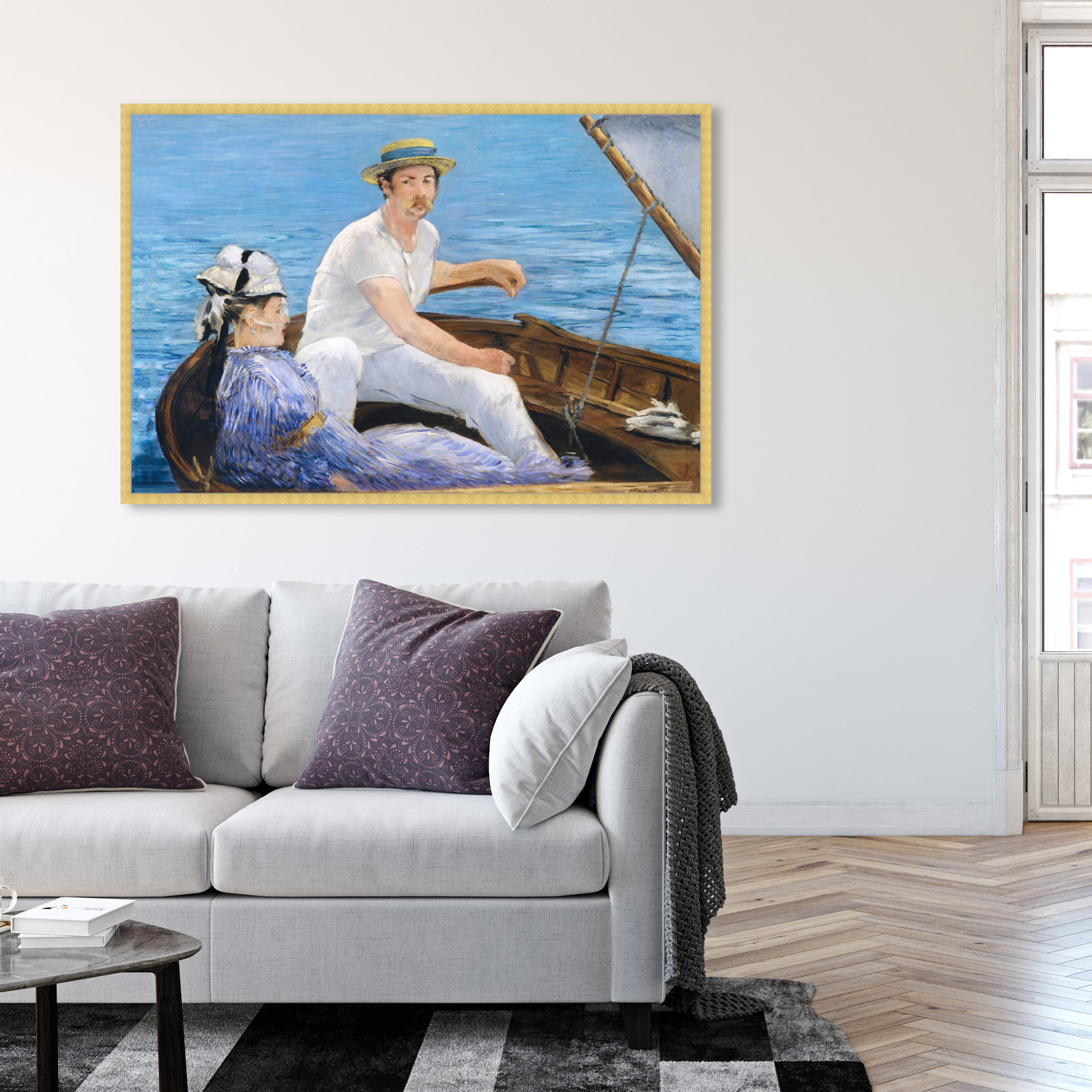 Manet - Boating 1974, Gold, 40" H x 60" W x 2" D