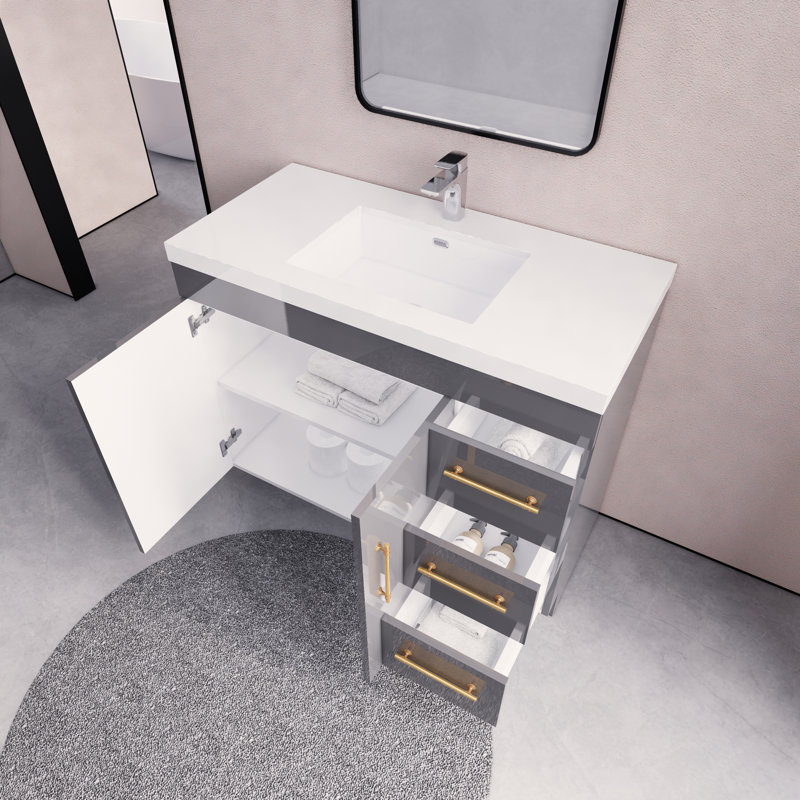 Ensemble de meuble-lavabo simple 42 po Eliza, Gris