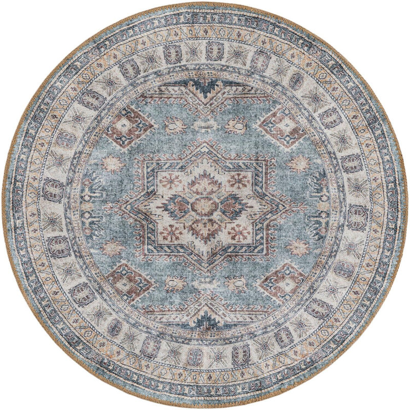 None Huguenot Area Rug Soft Green Color, Round 3'6"