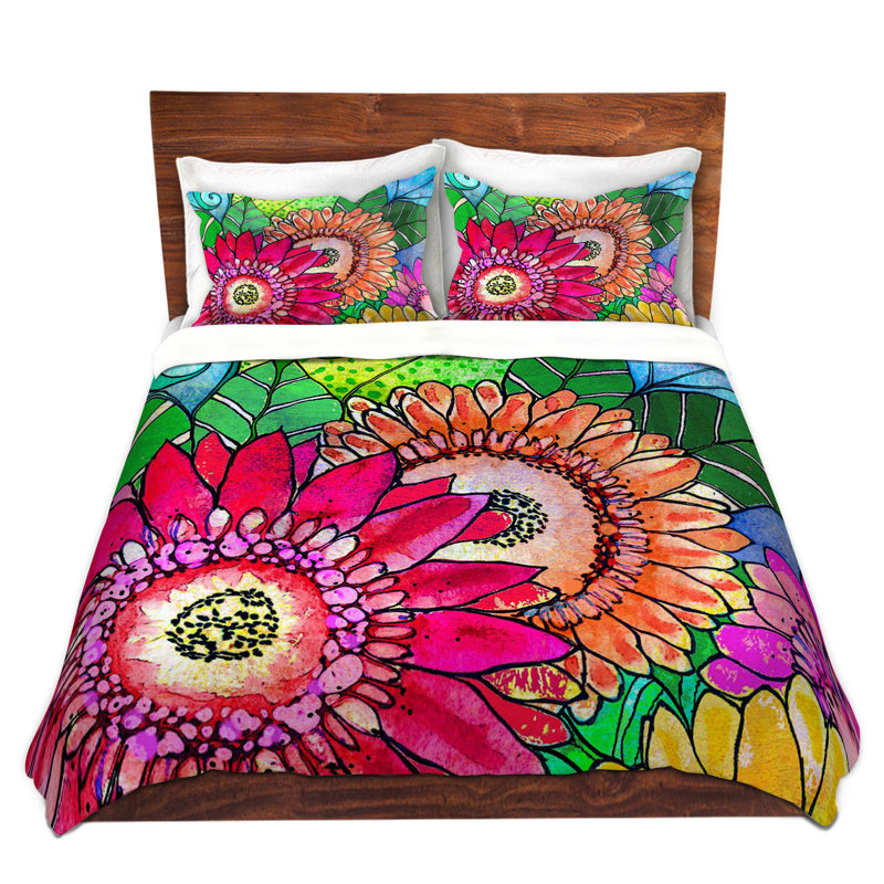 Polyester Floral Duvet Cover, 1 Twin Duvet Cover + 1 Standard Sham