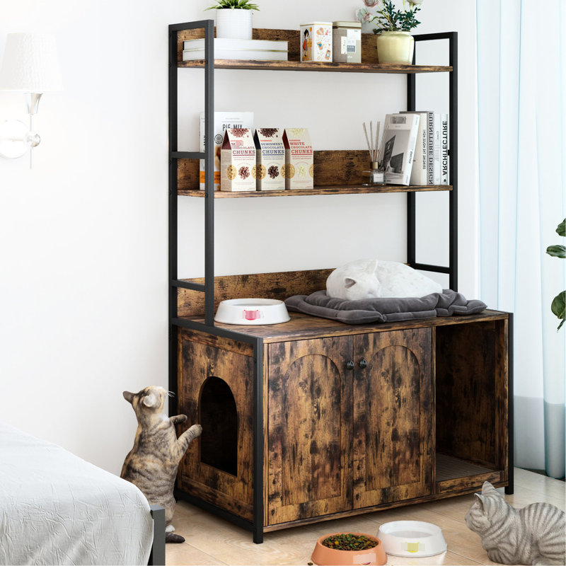 Accessoires pour bac à litière avec étagère pour chat Kuchmel