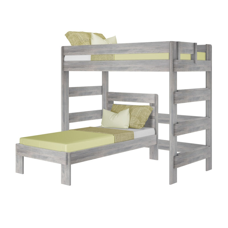  Doyle Solid Wood L-Shaped Bunk Beds, Twin, Driftwood