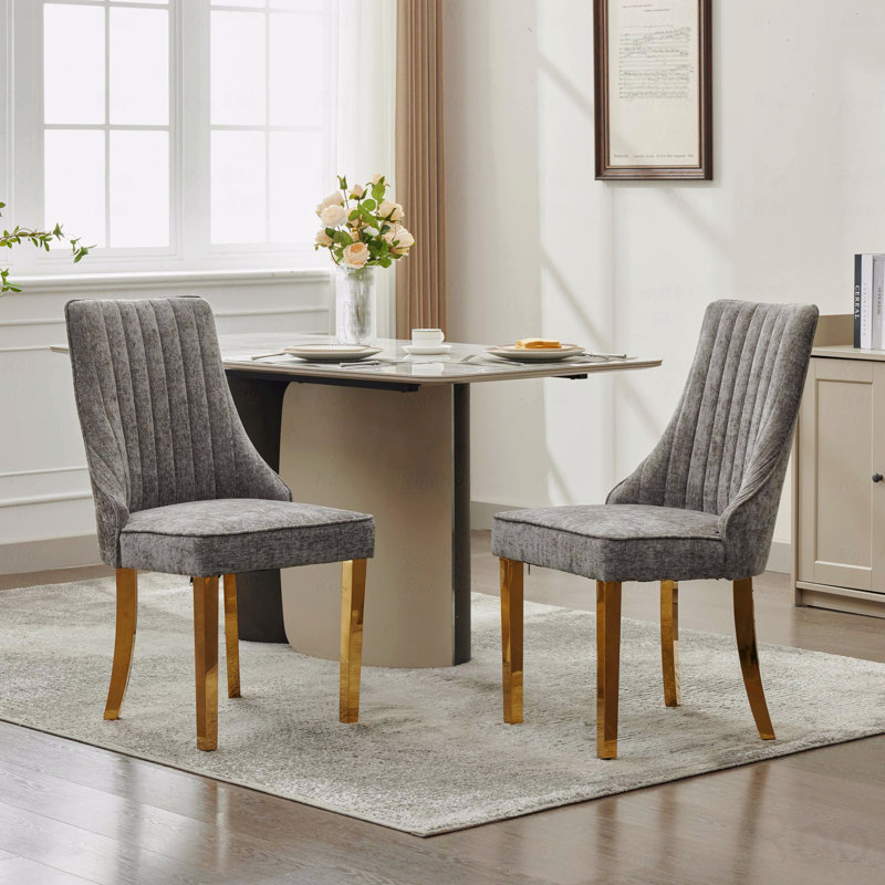 Chaise d'appoint Chenille, Gris, Doré