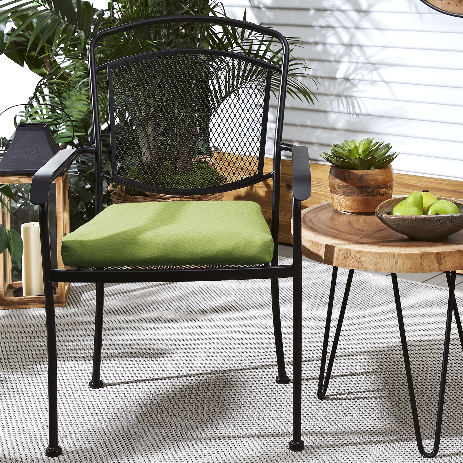 Kisha Sunbrella Outdoor Dining Chair Cushion, Fresco Apple Green