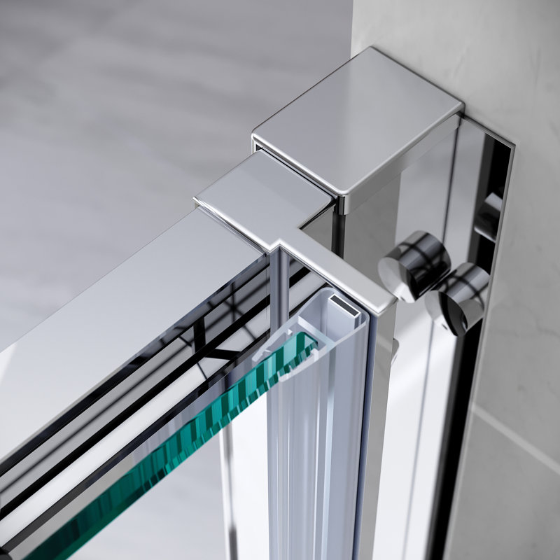 185mm H Hinged Framed Walk In Glass Screens with Clear Glass, 130cm