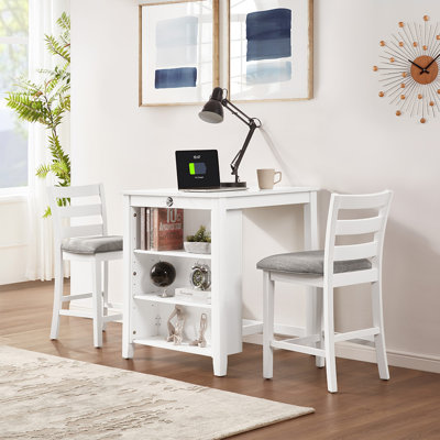 36" Dining Table Set For 2 With Charging Station by Ophelia & Co.