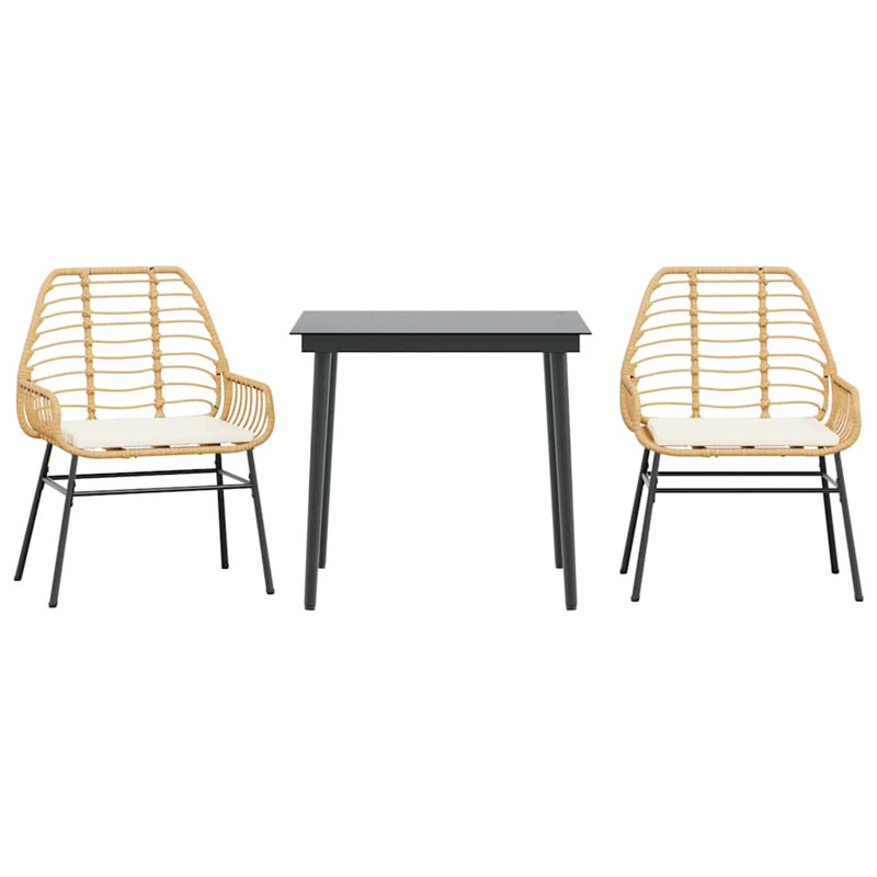 Garden Dining Set Brown Poly Rattan Medium Outdoor Dining Set Removable Covers Durable