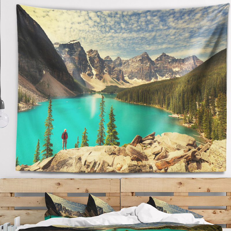 Tapisserie paysage belle moraine mountain lake, H 32 po x l 39 po