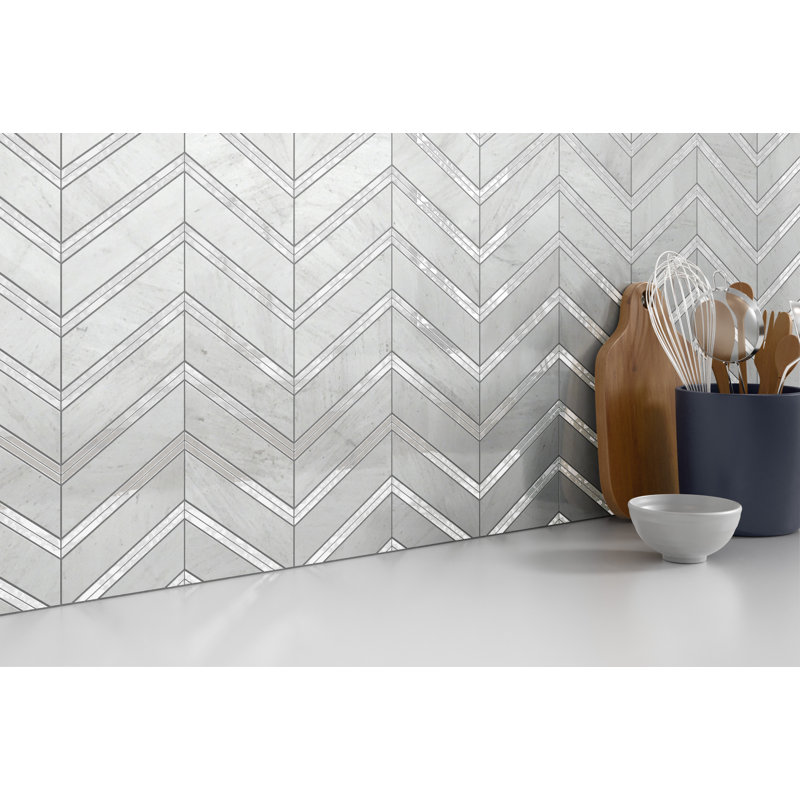 Intrigue™ 2" x 8" Herringbone / Chevron Mosaic Wall & Floor Tile