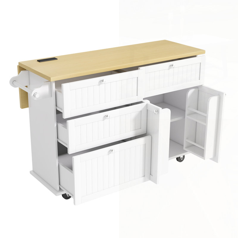 Farmhouse Kitchen Island With Drop Leaf, Storage, And 2 Seatings, Perfect For Modern Rustic Kitchens And Entertaining Guests