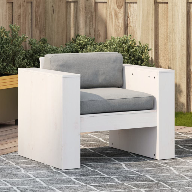Navya Wood Outdoor Lounge Chair, White